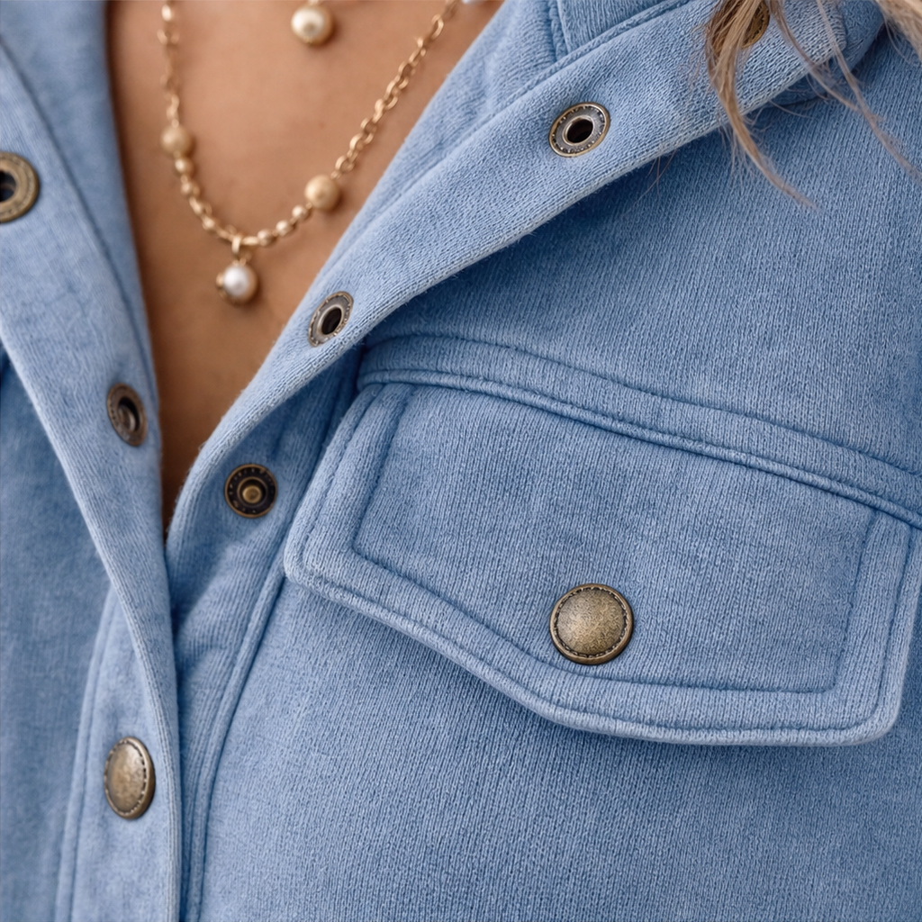 Washed Muse – Vintage-Washed Snap-Neck Sweatshirt