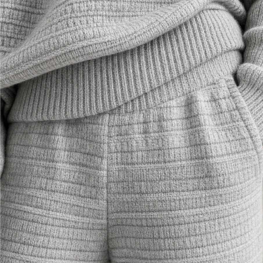 Wearbella – Ribbed Knit Top And Wide-Leg Pants Set
