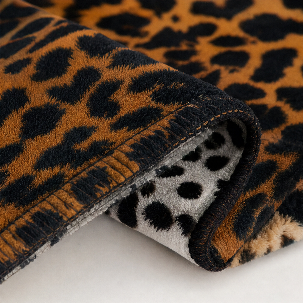 Purrfecto – Leopard Print Polyester Throw Blanket