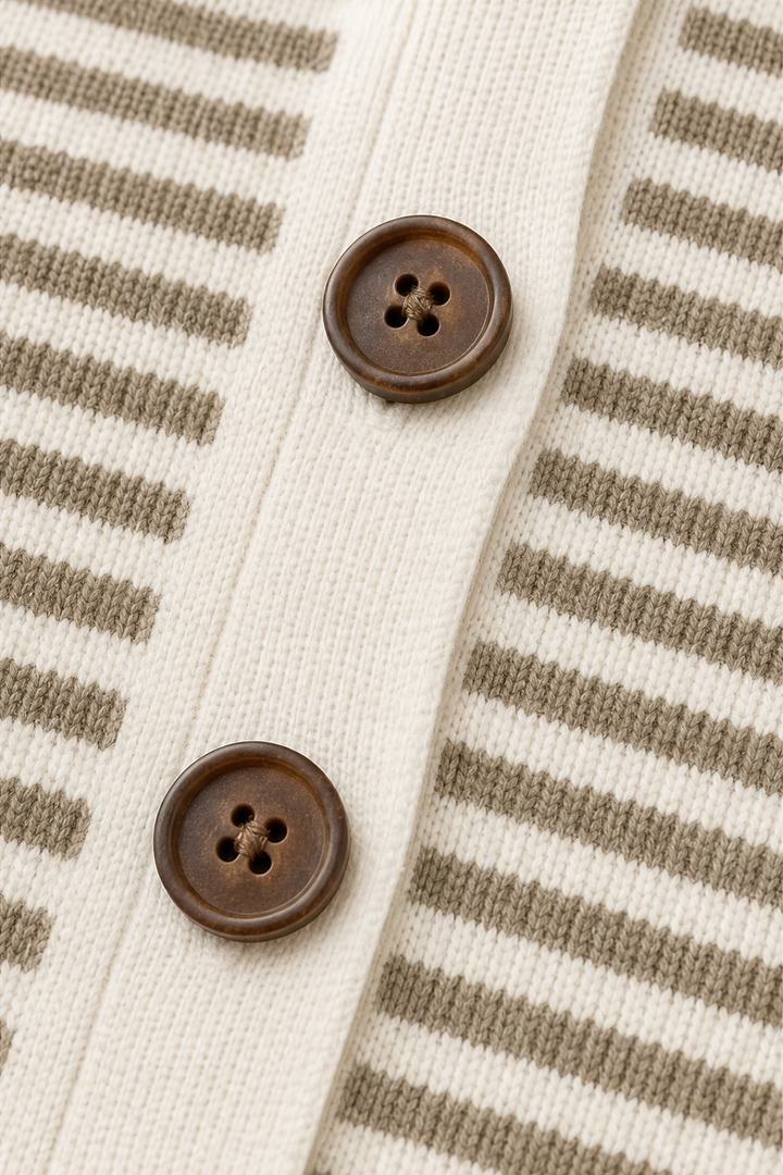 Wearbella – Striped Open-Front Knit Cardigan