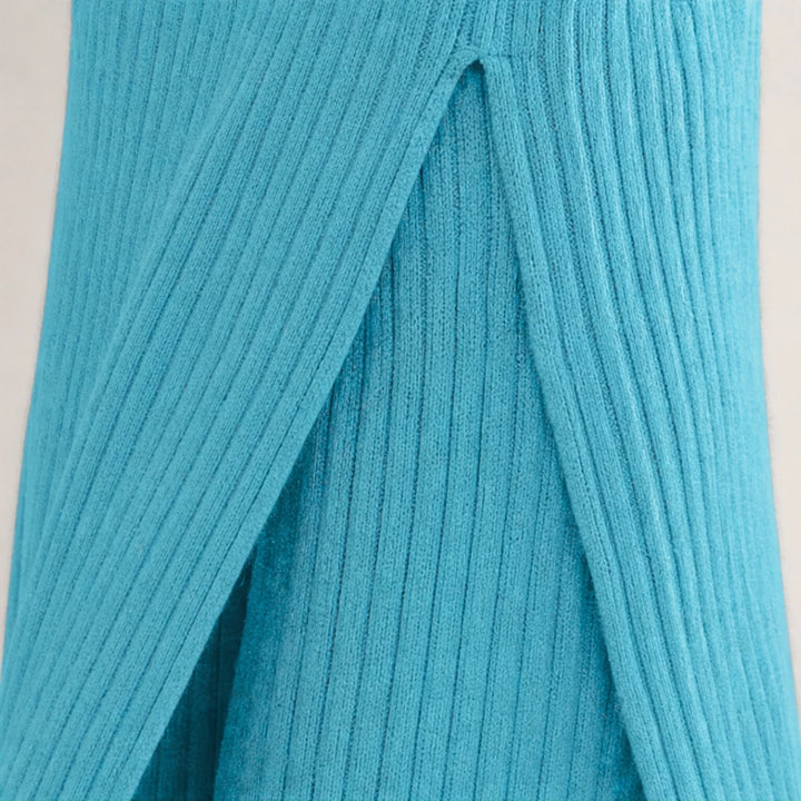 Ribella – Ribbed Side-Slit Tunic And Slim-Fit Pants Set