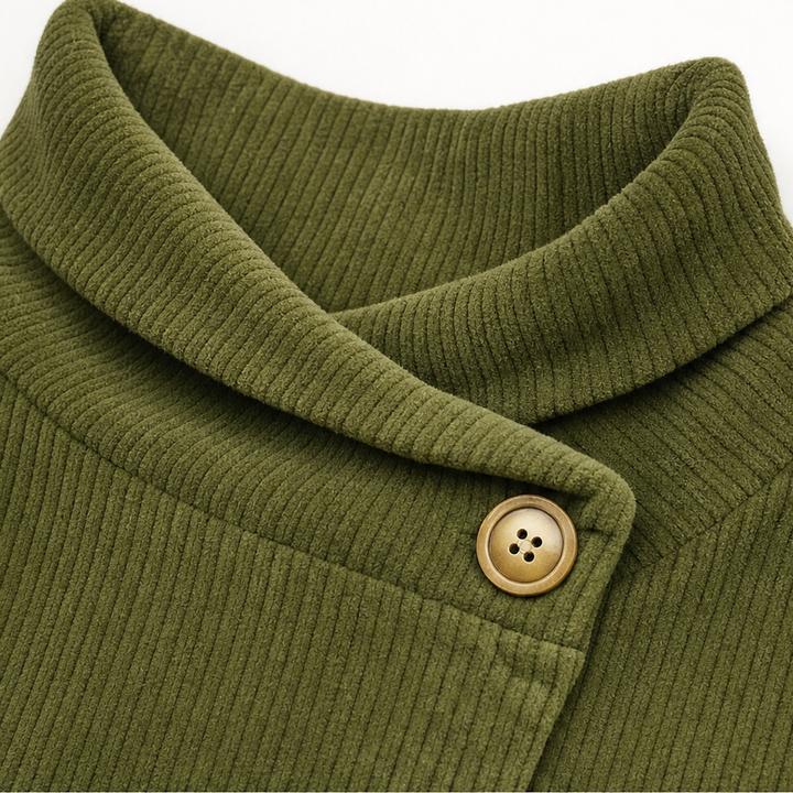 Draperly – Asymmetric Hem Hooded Corduroy Poncho