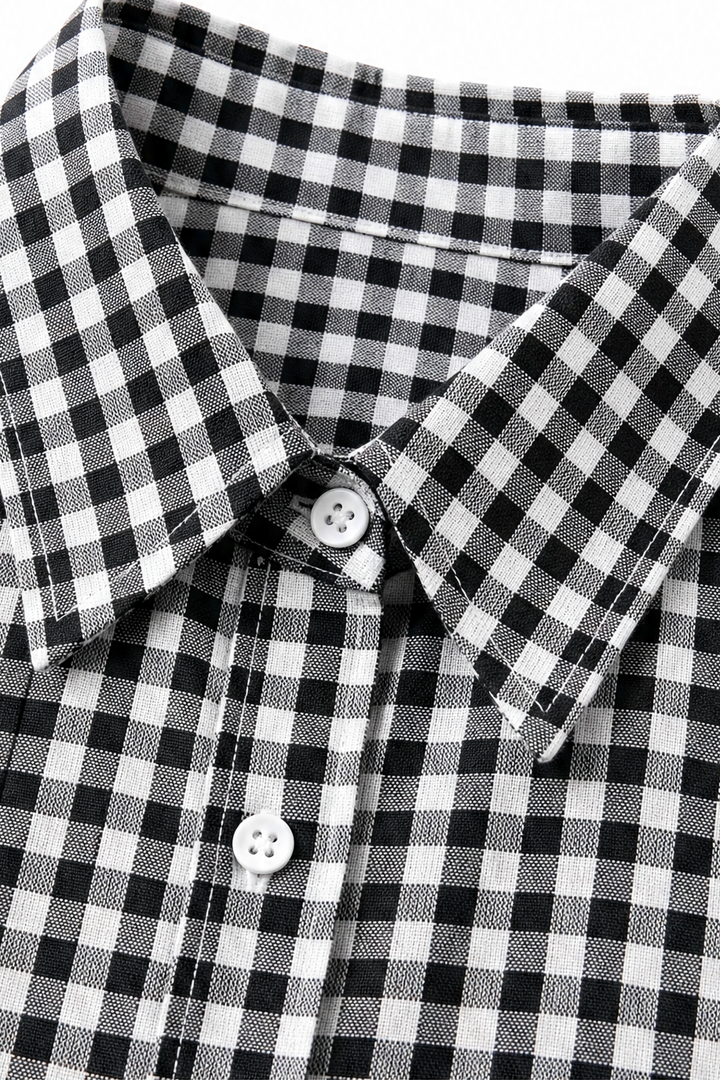 Checkered Long-Sleeve Button-Up Shirt For Women