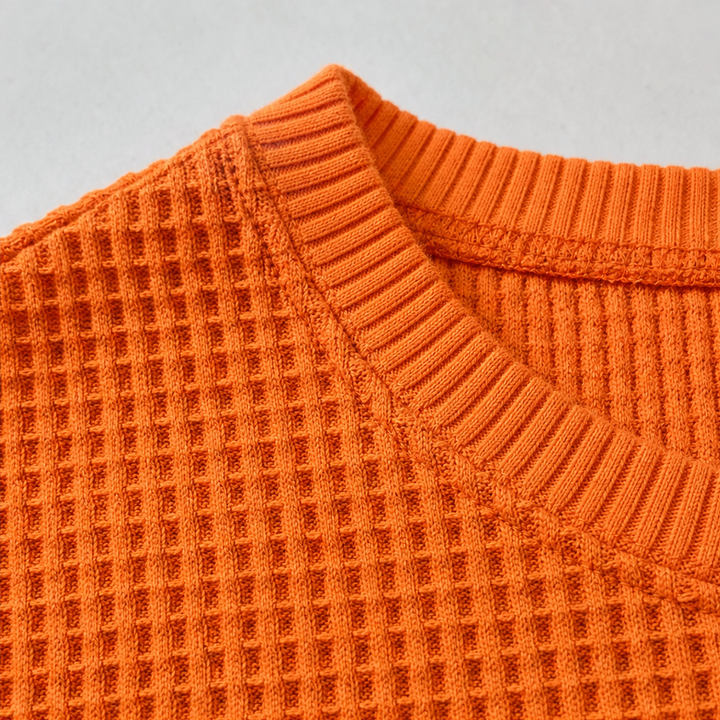 Wafflemoore – Waffle-Knit Relaxed Pullover Sweatshirt