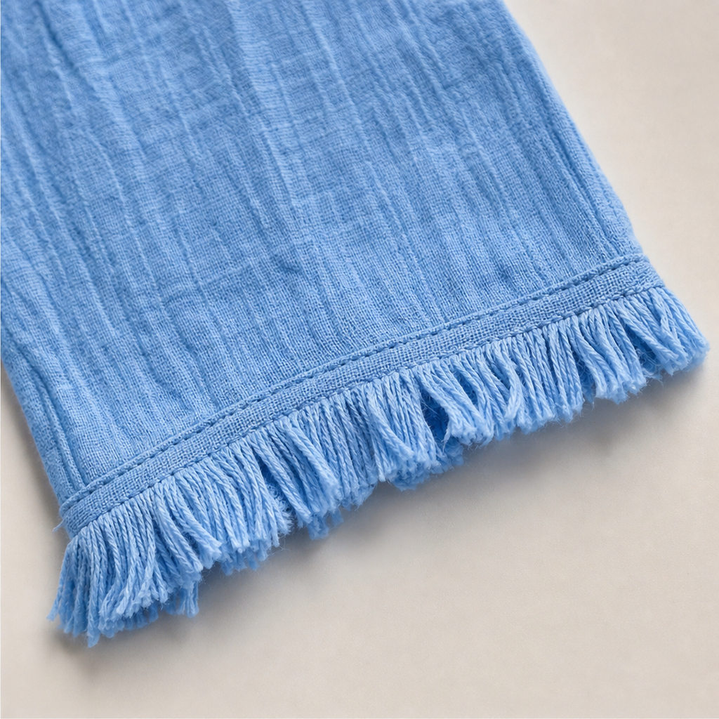 Fringe & Found – Tassel Trim Button-Front Long Sleeve Tunic