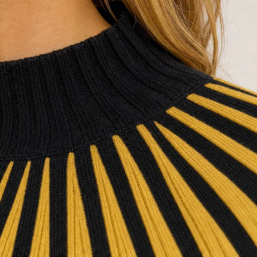 Sunflare – Ribbed Mock Neck Sunburst Sweater
