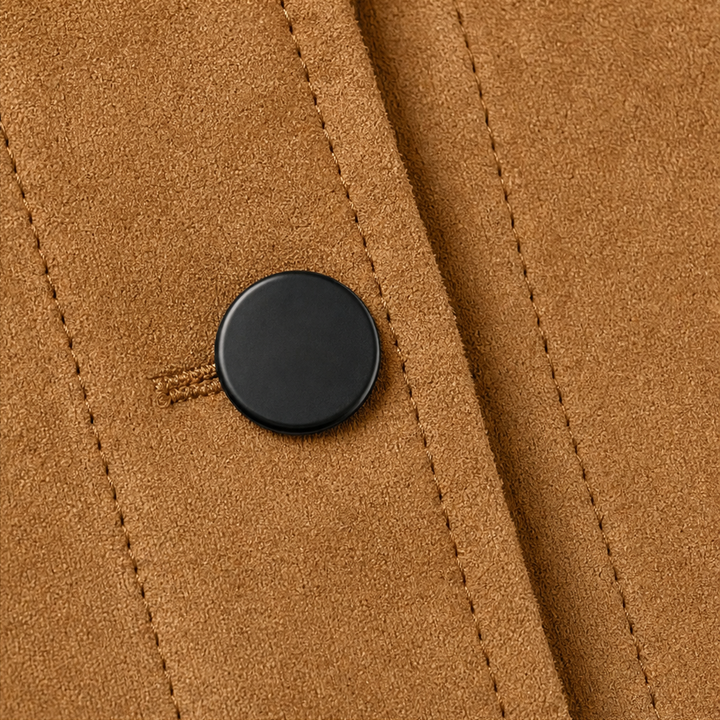 Suedelle – Suede-Feel Relaxed Button-Front Jacket