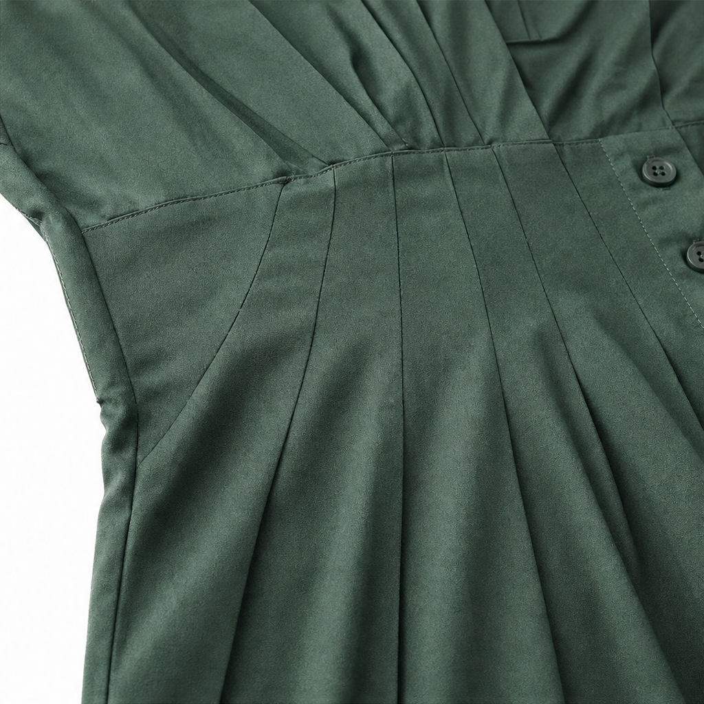Solmara – Pleated Waist Button-Front Maxi Shirt Dress