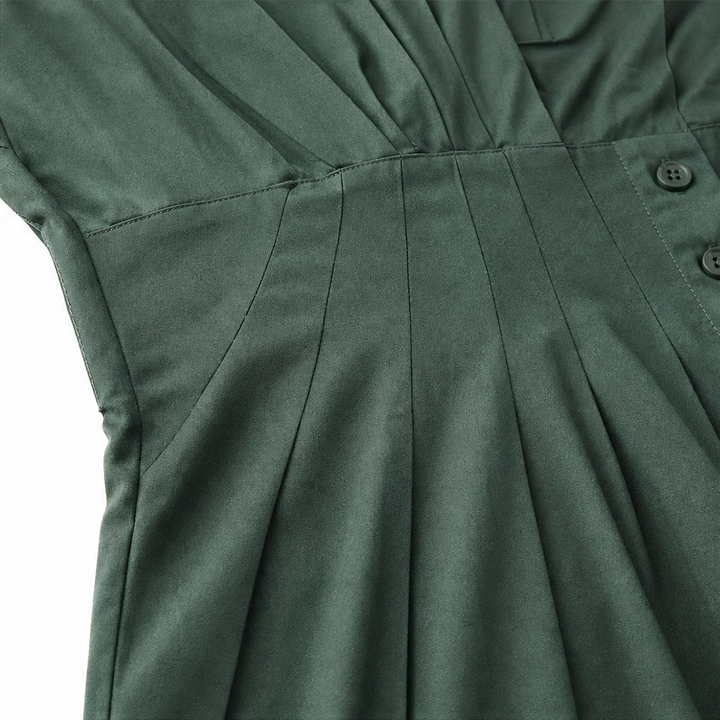 Solmara – Pleated Waist Button-Front Maxi Shirt Dress