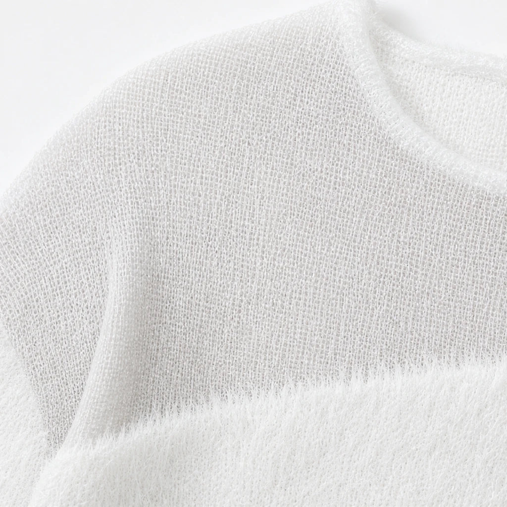 Veloura – Sheer-Shoulder Faux-Mink Sweater