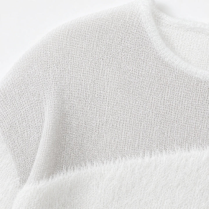 Veloura – Sheer-Shoulder Faux-Mink Sweater