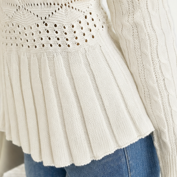 Waistelle – Fitted Cable-Knit Peplum Sweater