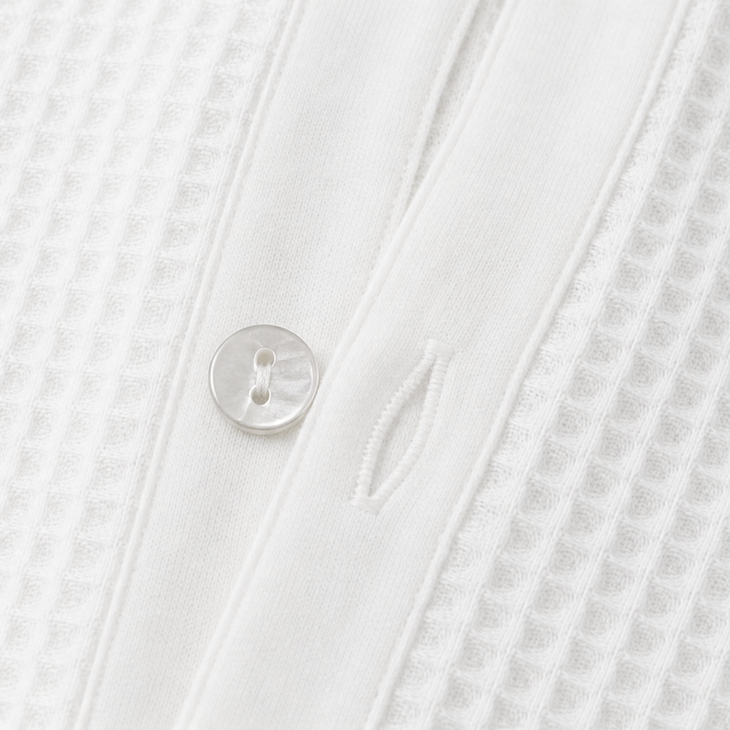 Wearbella – Waffle-Knit Collared Button-Neck Pullover