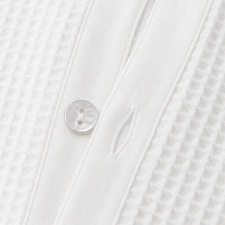 Wearbella – Waffle-Knit Collared Button-Neck Pullover