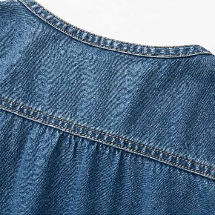 Denimelle – Long-Sleeve Denim Maxi Dress