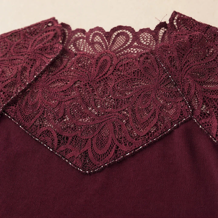 Lunelle – Scalloped Lace Rhinestone Knit Top