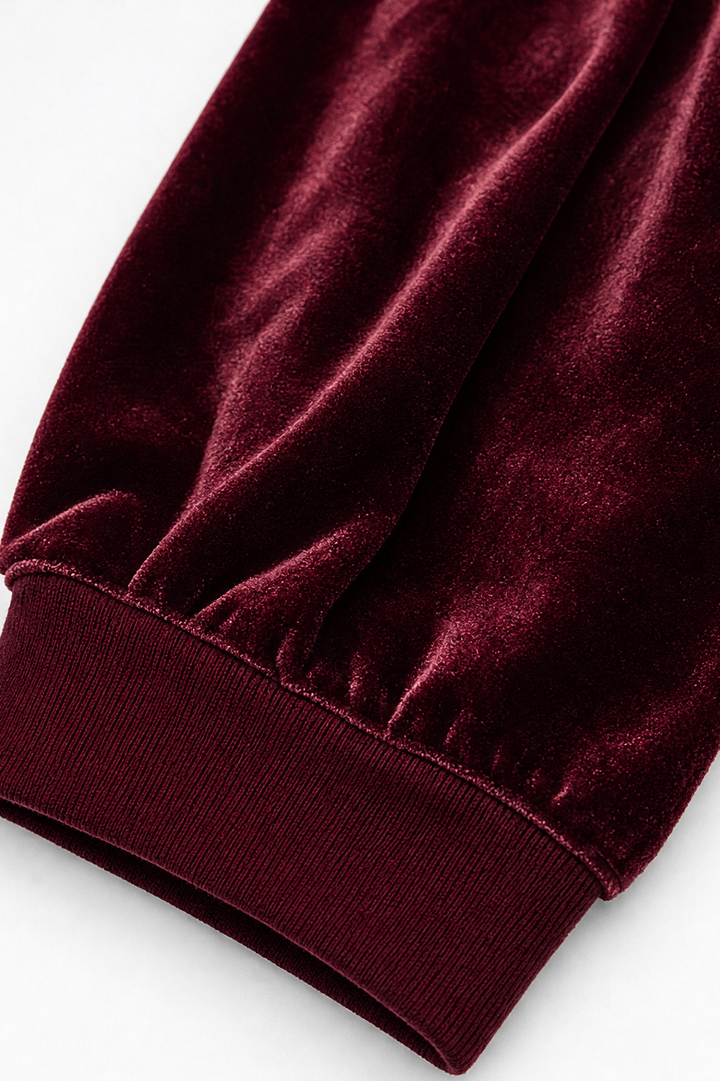 Velveau – Oversized Pocketed V-Neck Velvet Tunic