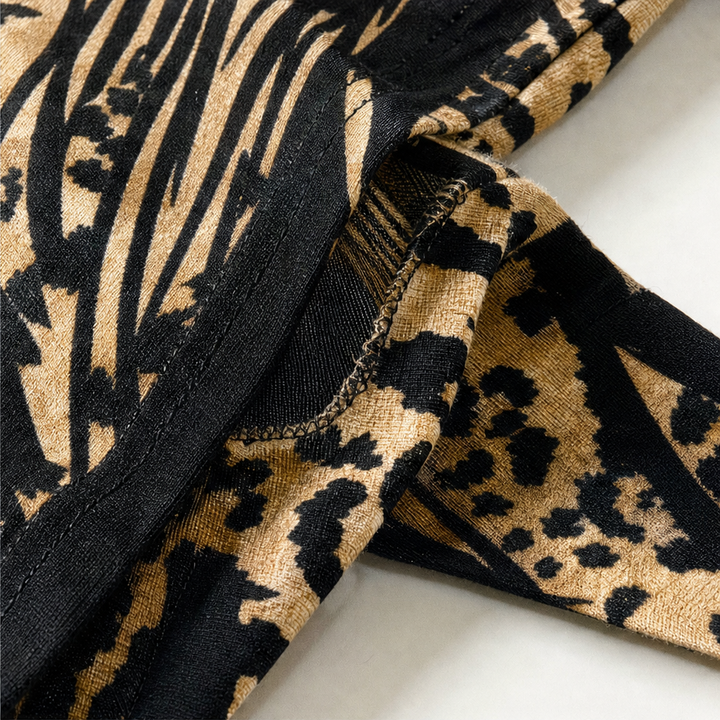 Marabella – Color-Block Leopard Print A-Line Dress