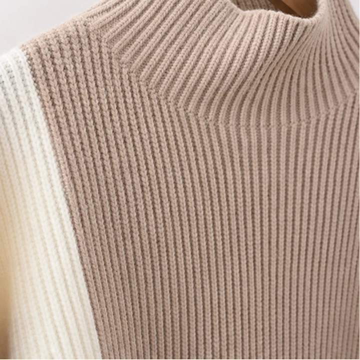 Vellora – Contrast Panel Sweater And Skirt Set