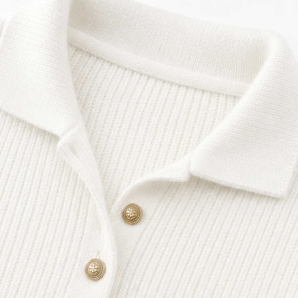 Collar & Knit – Collared Loose-Knit Henley Sweater