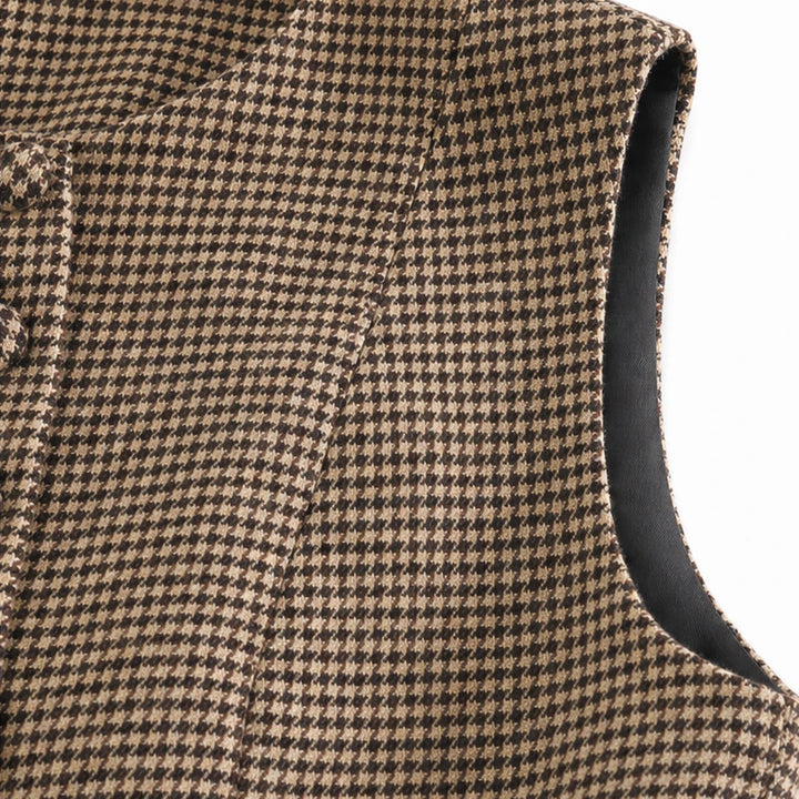 Houndstooth & Hem – Houndstooth Stand-Collar Tweed Vest