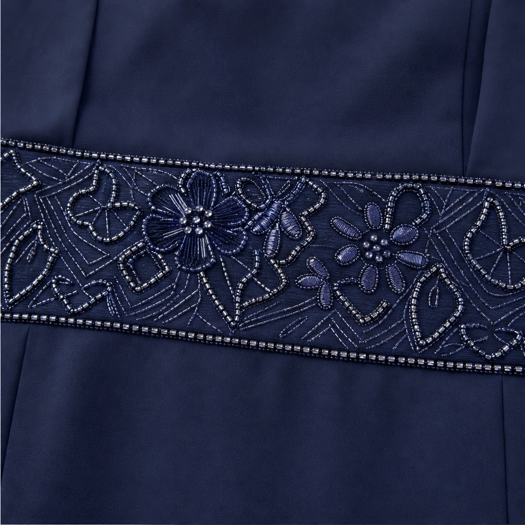 Elowen – Sleeveless Beaded-Waist Chiffon Dress With Jacket