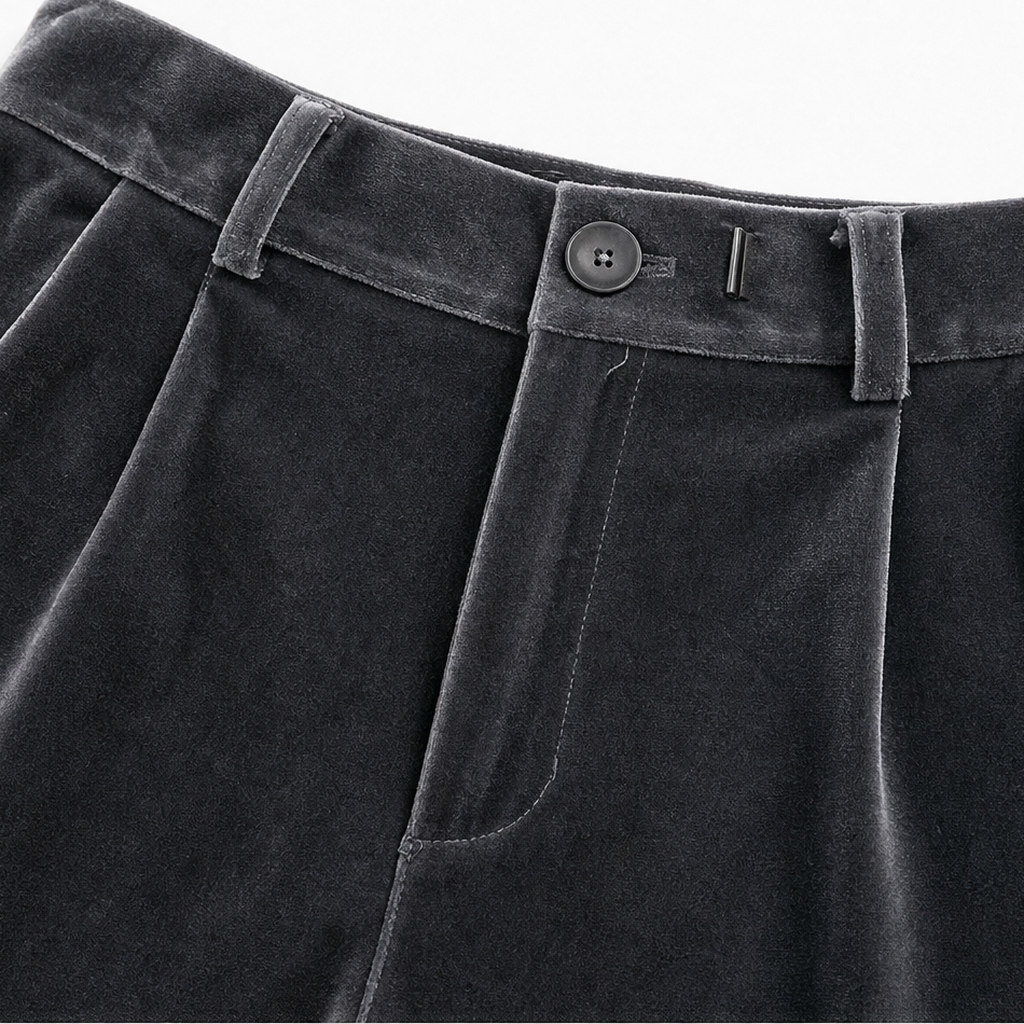 Velvenna – Wide-Leg High-Waisted Velvet Like Trousers