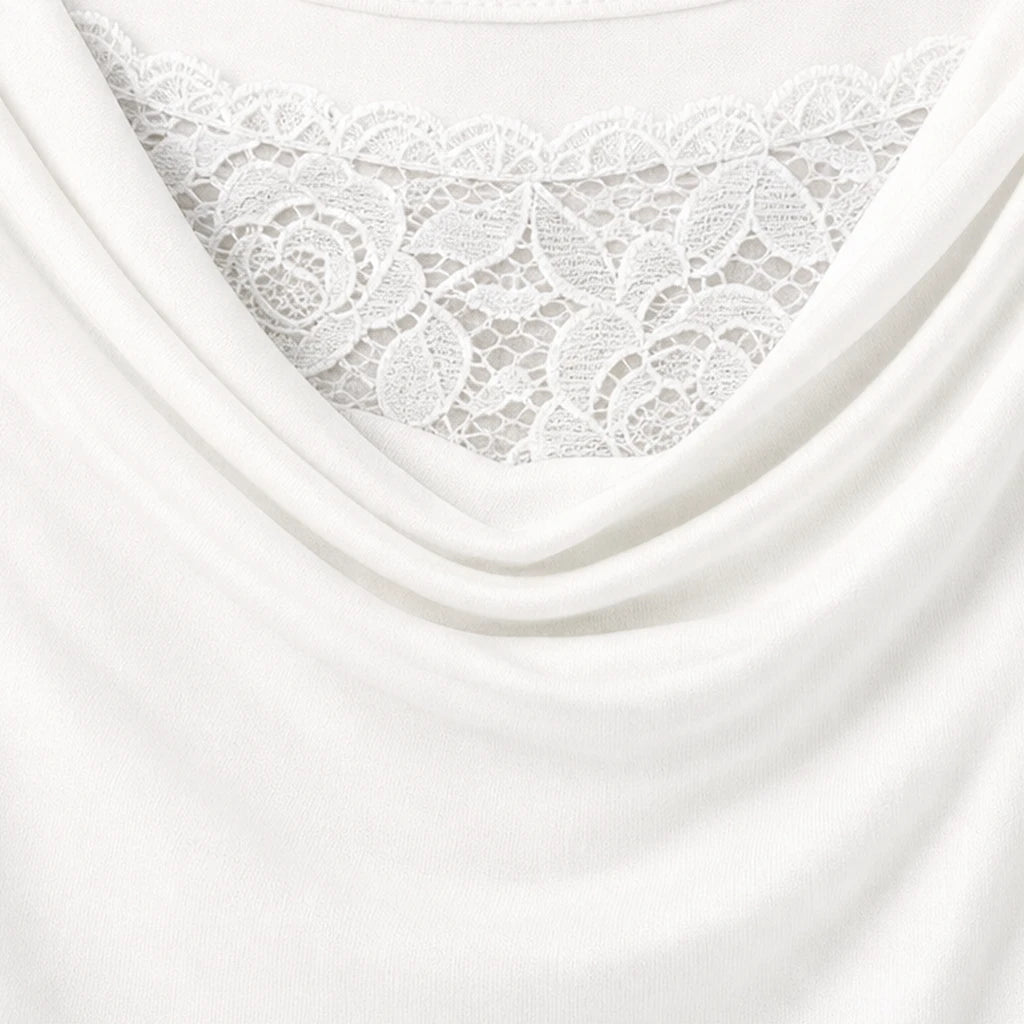Florenza – Floral Lace Cowl-Neck Knit Top