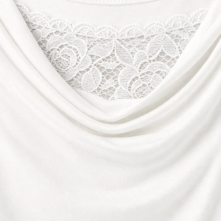 Florenza – Floral Lace Cowl-Neck Knit Top