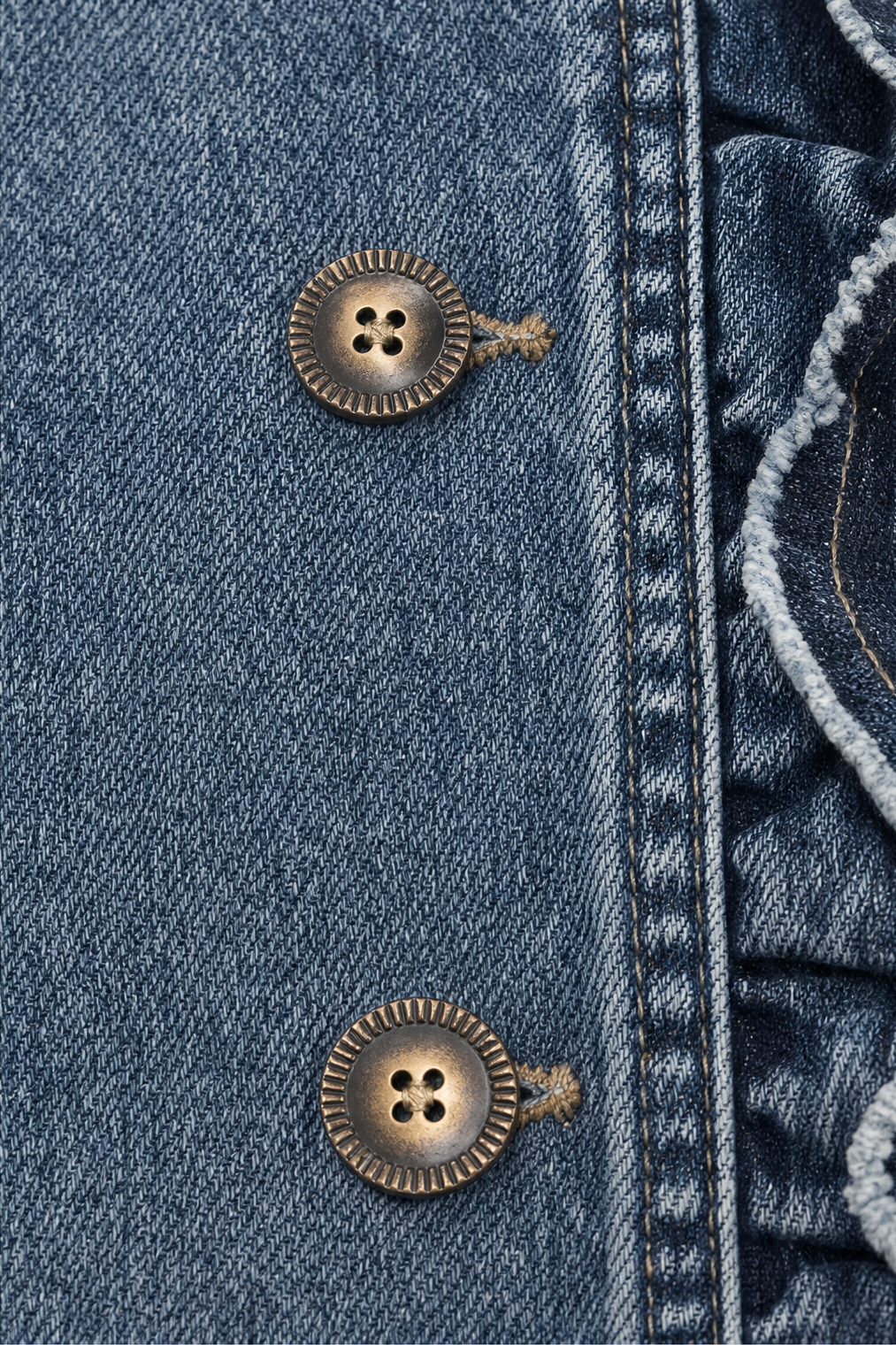 Wearbella – Double Breasted Ruffle Denim Jacket