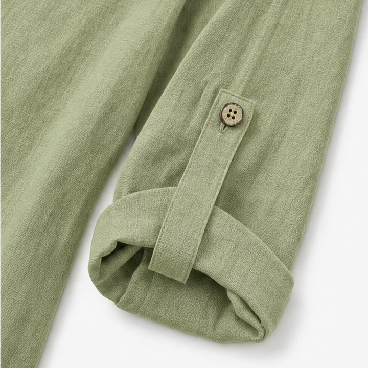 Lunalin – Side-Button Relaxed-Fit Linen Blend Top