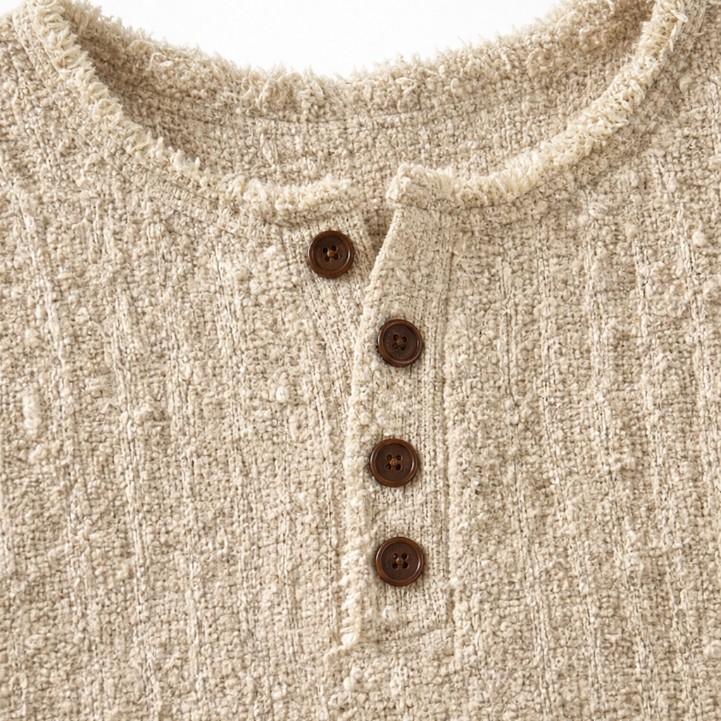 Autumbre – Mélange Chunky Knit Button Henley Sweater