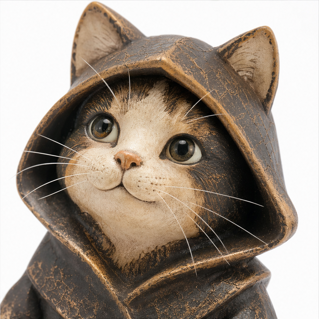Courtly Cats – Candle-Holding Cat Monk Figurine