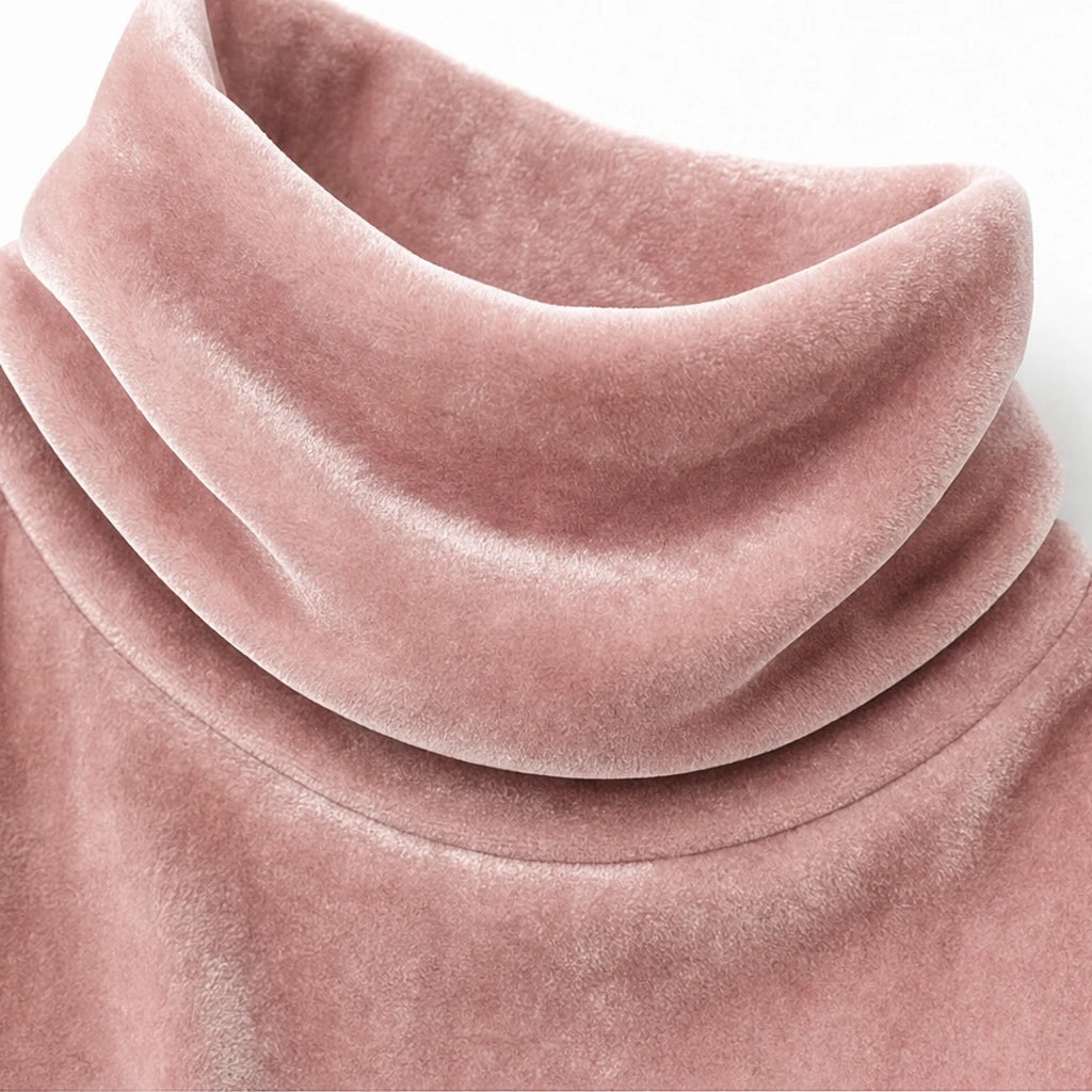 Velvetta – Draped Neck Velvet-Look Top With Button Cuffs
