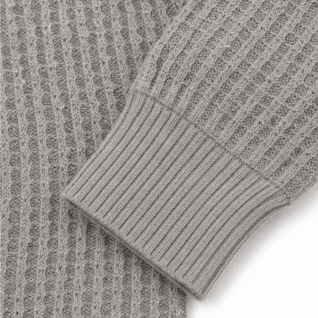 Wovella – Waffle-Knit Relaxed Pullover Top