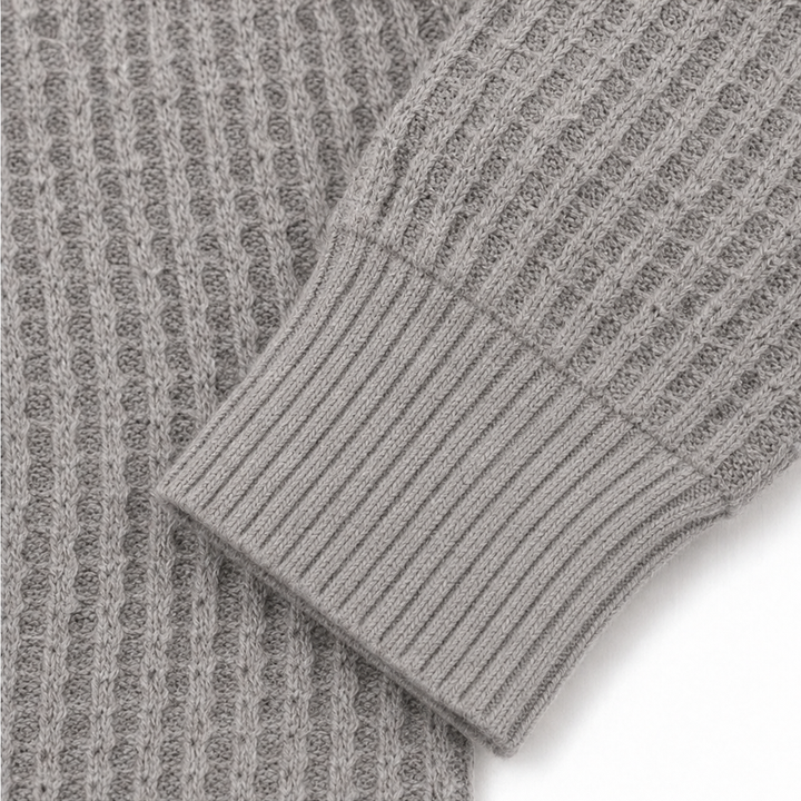 Wovella – Waffle-Knit Relaxed Pullover Top