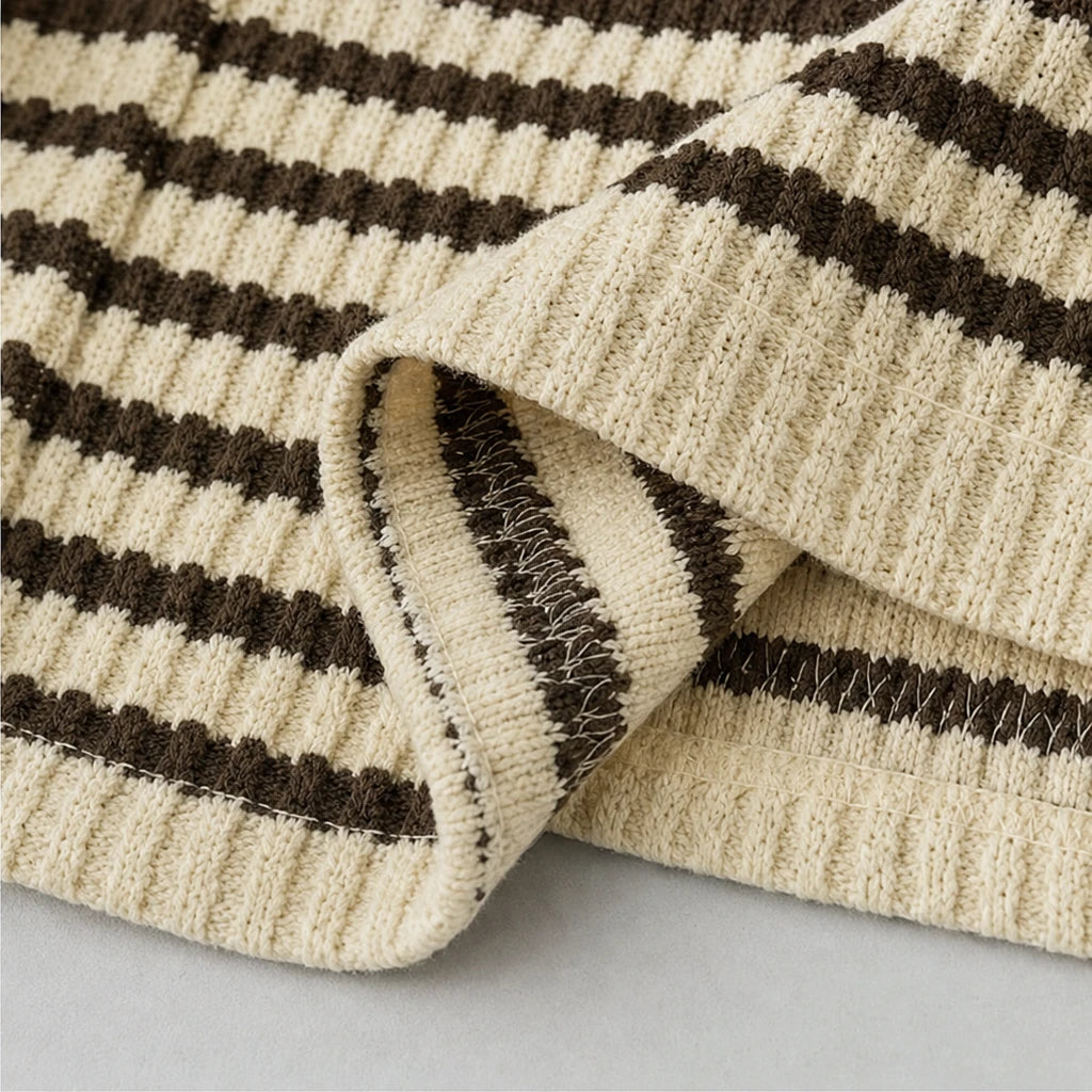 Stripe & Ease – Striped Long-Sleeve Top And Wide-Leg Pants Set