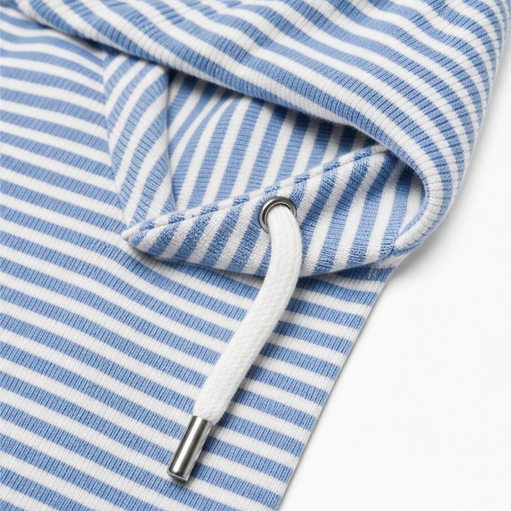 Stripe & Ease – Striped Drawstring Hooded Sweatshirt