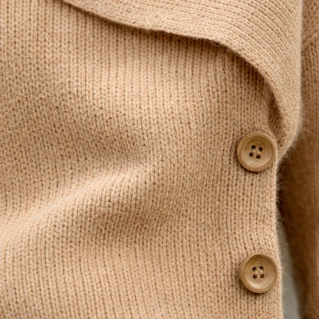 Foldelle – Asymmetrical Fold-Over Collar Knit Sweater