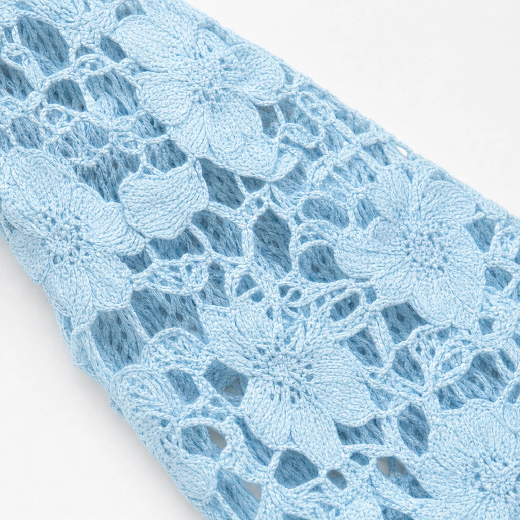 Florenza – Floral Lace Lantern Sleeve Open-Knit Sweater