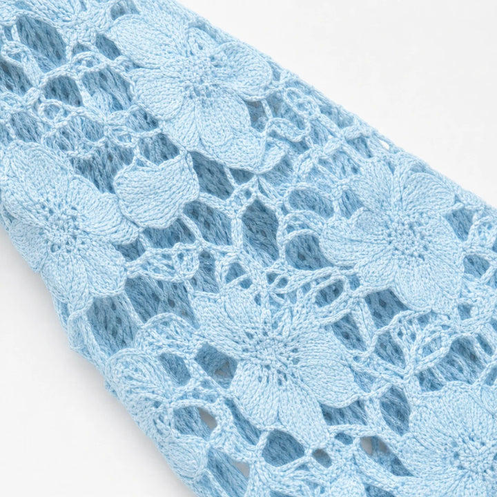 Florenza – Floral Lace Lantern Sleeve Open-Knit Sweater