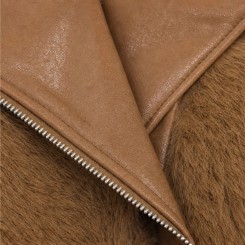 Veloura – Belted Faux Fur Biker Jacket