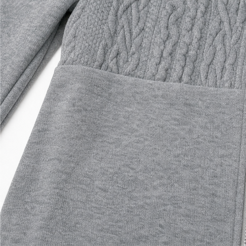 Wearbella – Cable-Knit Longline Zip-Up Hoodie