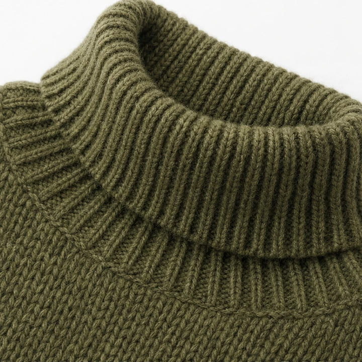 Aurelle – Gold Button Shoulder Knit Turtleneck Sweater