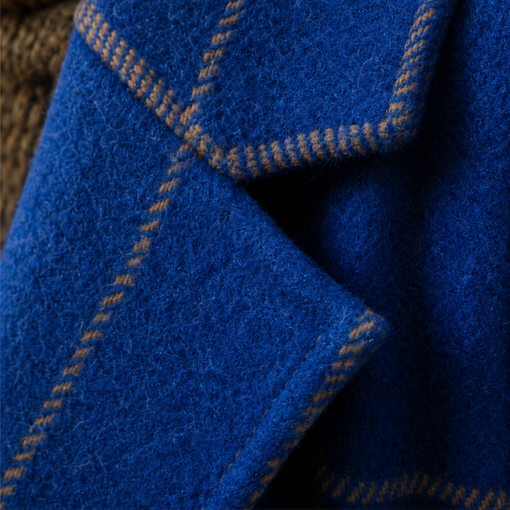 Checkwell – Royal Blue Checkered Two-Button Coat