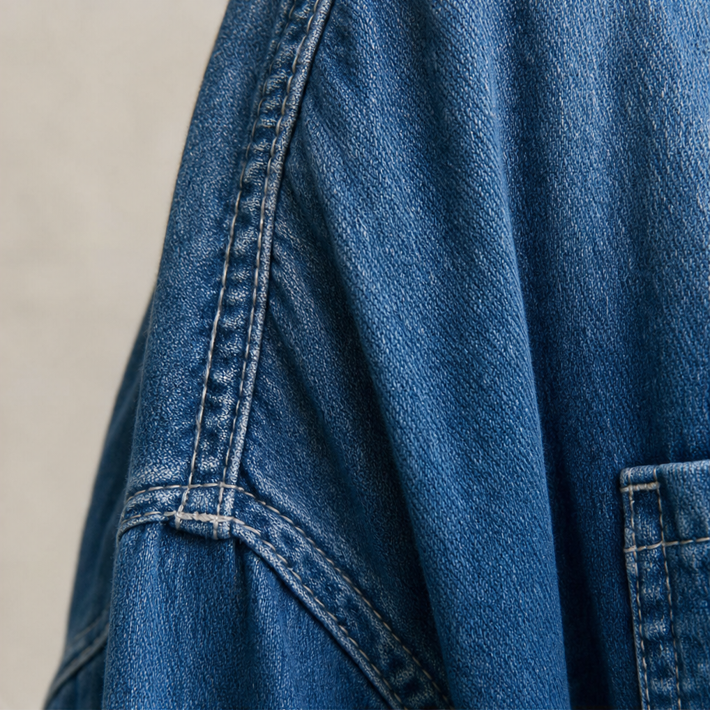 Everleigh – Wide-Leg Button-Front Denim Jumpsuit