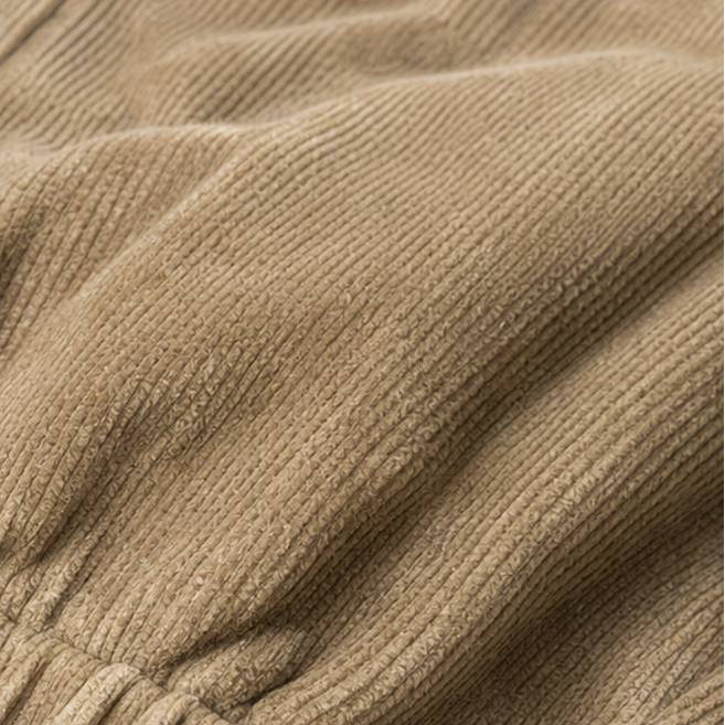 Cozelle – Side-Button Barrel Leg Corduroy Pants