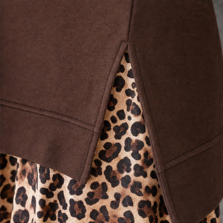 Leopard Muse – Leopard-Print Lapel Faux Two-Piece Dress