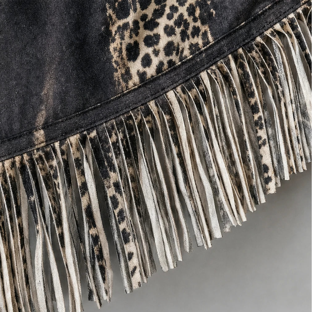 Leopard Swing – Leopard Print Fringe Hem Sweater Dress