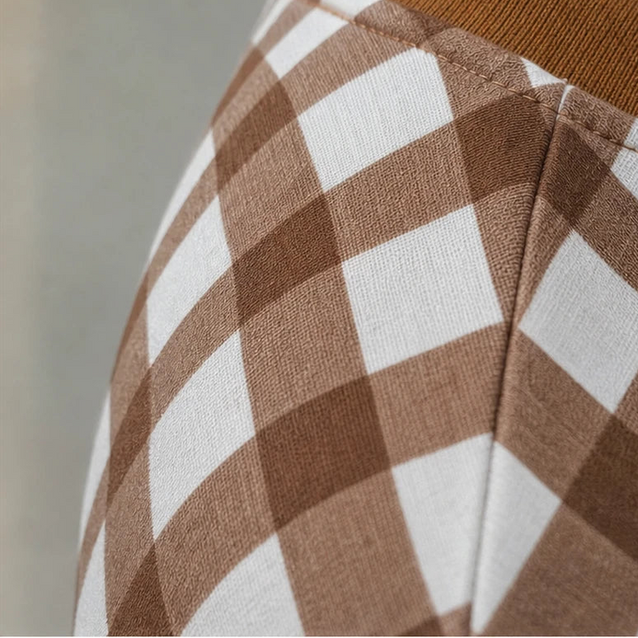 Gingham Ease – Gingham Long-Sleeve Top And Wide-Leg Pants Set